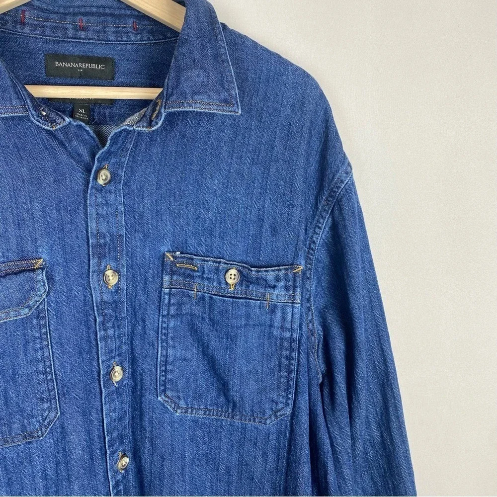 Banana Republic Men's Denim Striped Shirt Jacket Size X-Large‎